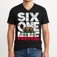 California Republic Flag 619 Area Code V-Neck T-Shirt