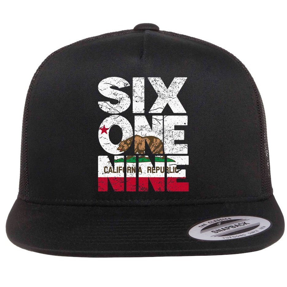 California Republic Flag 619 Area Code Flat Bill Trucker Hat