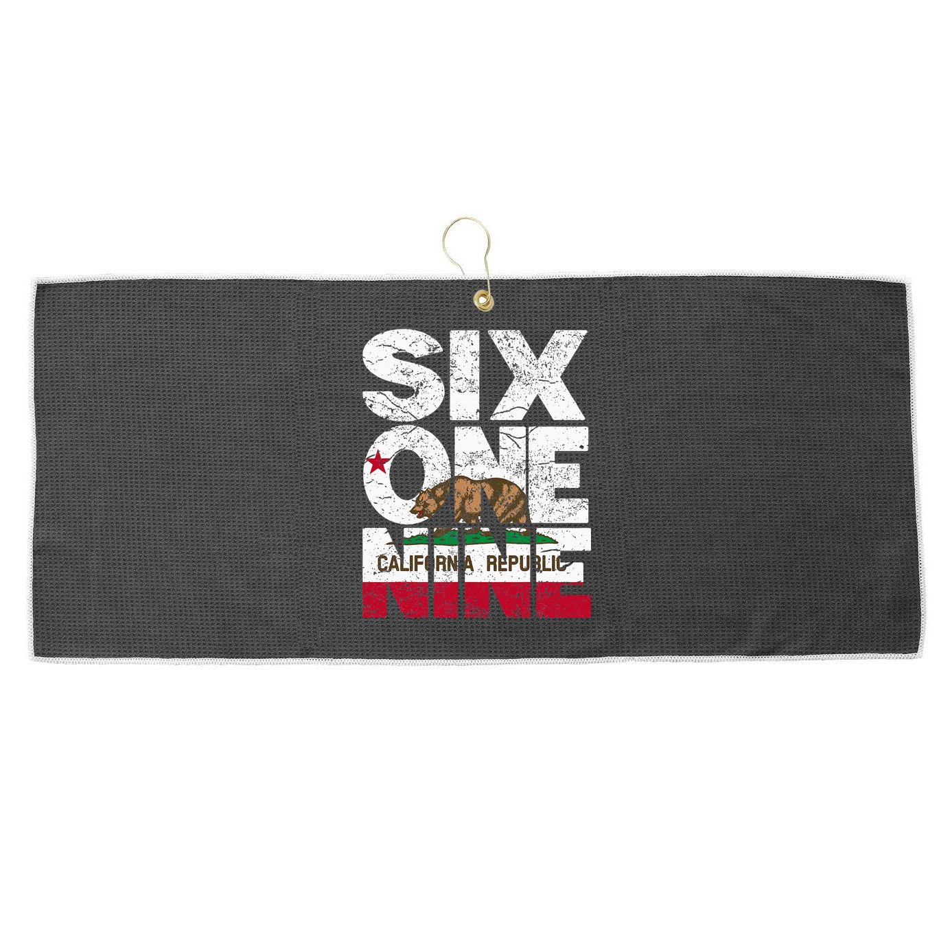 California Republic Flag 619 Area Code Large Microfiber Waffle Golf Towel
