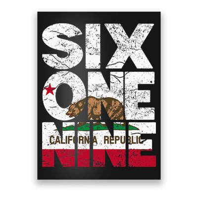 California Republic Flag 619 Area Code Poster