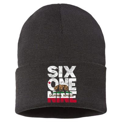 California Republic Flag 619 Area Code Sustainable Knit Beanie