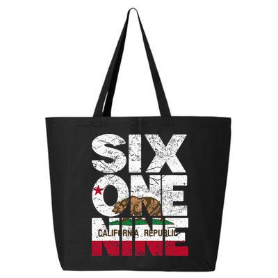 California Republic Flag 619 Area Code 25L Jumbo Tote