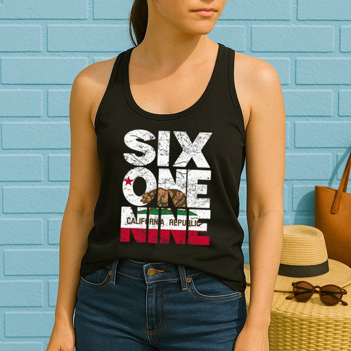 California Republic Flag 619 Area Code Womens Tank Top