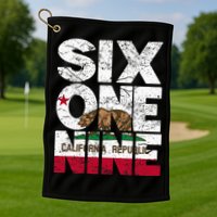 California Republic Flag 619 Area Code Golf Towel