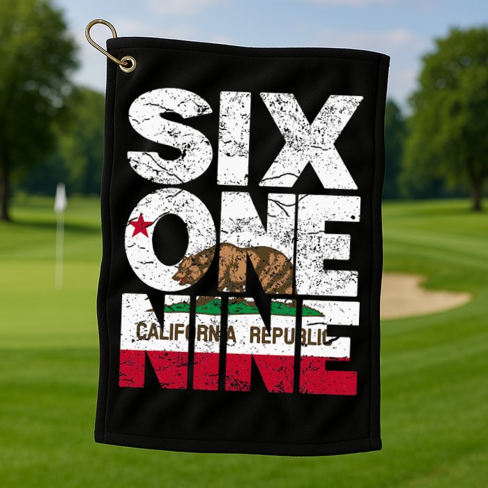 California Republic Flag 619 Area Code Golf Towel