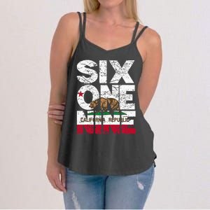 California Republic Flag 619 Area Code Women's Strappy Tank