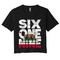 California Republic Flag 619 Area Code Women's Crop Top Tee