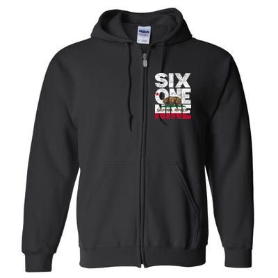 California Republic Flag 619 Area Code Full Zip Hoodie
