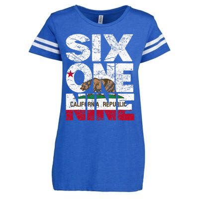 California Republic Flag 619 Area Code Enza Ladies Jersey Football T-Shirt