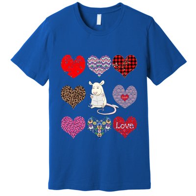 Cute Rat Funny Vintage Floral Hearts Pattern Valentines Day Great Gift Premium T-Shirt