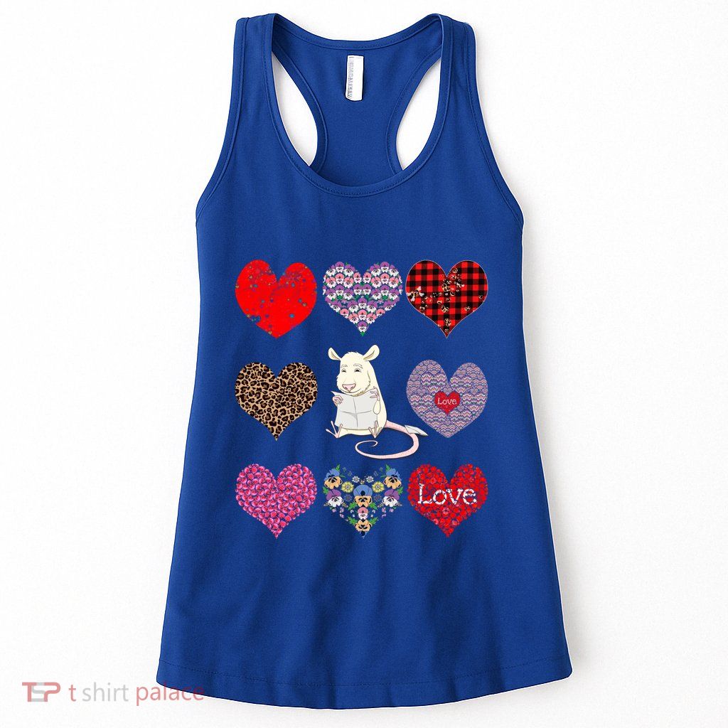 Cute Rat Funny Vintage Floral Hearts Pattern Valentines Day Great Gift Womens Tank Top