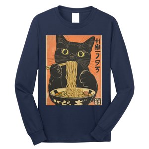 Cat Ramen Funny Graphic Tees Japanese Kawaii Cat Long Sleeve Shirt