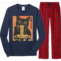 Cat Ramen Funny Graphic Tees Japanese Kawaii Cat Long Sleeve Pajama Set