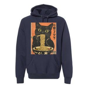 Cat Ramen Funny Graphic Tees Japanese Kawaii Cat Premium Hoodie