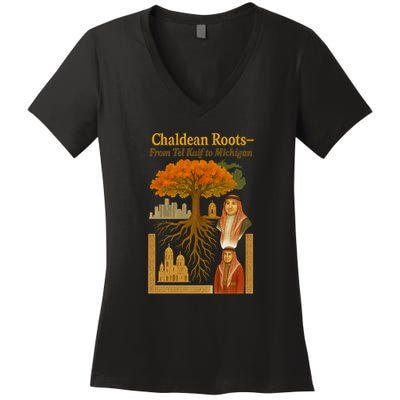 Chaldean Roots From Tel Kaif To Michigan Women's V-Neck T-Shirt