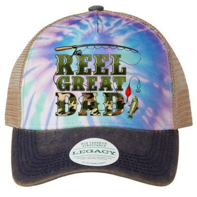 Camouflage Reel Great Dad Fishing Happy Fathers Day Legacy Tie Dye Trucker Hat