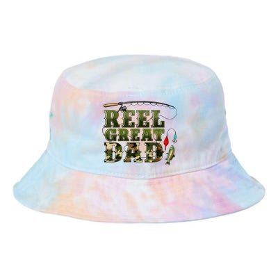 Camouflage Reel Great Dad Fishing Happy Fathers Day Tie Dye Newport Bucket Hat