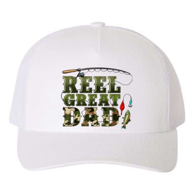 Camouflage Reel Great Dad Fishing Happy Fathers Day Yupoong Adult 5-Panel Trucker Hat