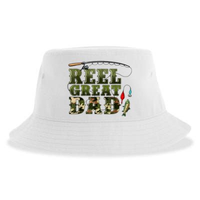 Camouflage Reel Great Dad Fishing Happy Fathers Day Sustainable Bucket Hat