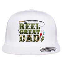 Camouflage Reel Great Dad Fishing Happy Fathers Day Flat Bill Trucker Hat