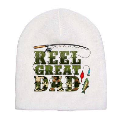 Camouflage Reel Great Dad Fishing Happy Fathers Day Short Acrylic Beanie