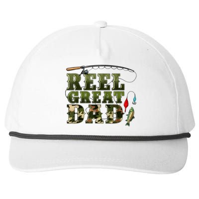 Camouflage Reel Great Dad Fishing Happy Fathers Day Snapback Five-Panel Rope Hat