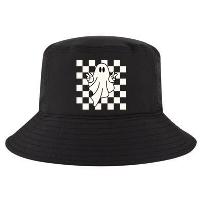 Cute Retro Ghost Peace Sign Halloween Cool Comfort Performance Bucket Hat