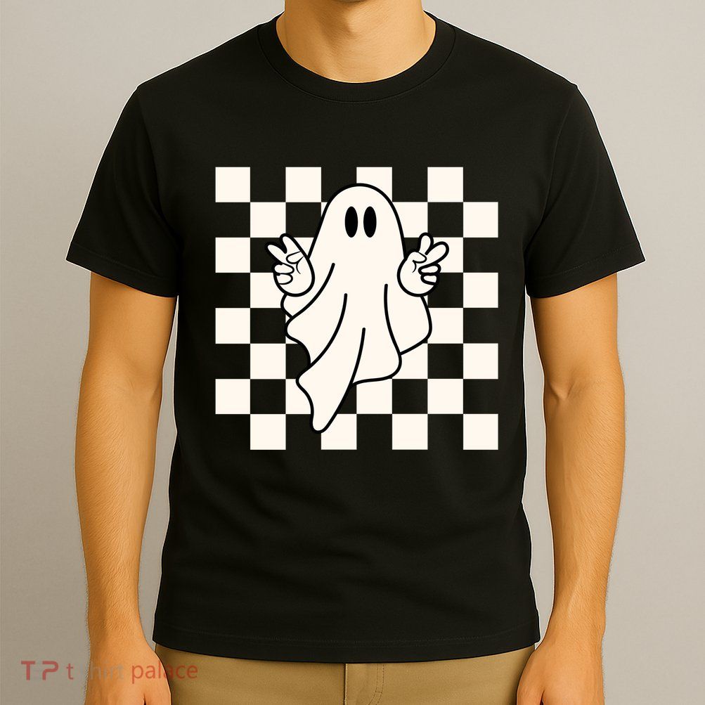 Cute Retro Ghost Peace Sign Halloween T-Shirt