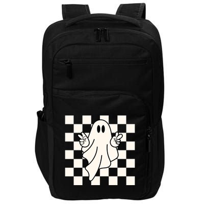 Cute Retro Ghost Peace Sign Halloween Impact Tech Backpack