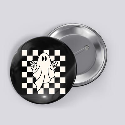 Cute Retro Ghost Peace Sign Halloween Button