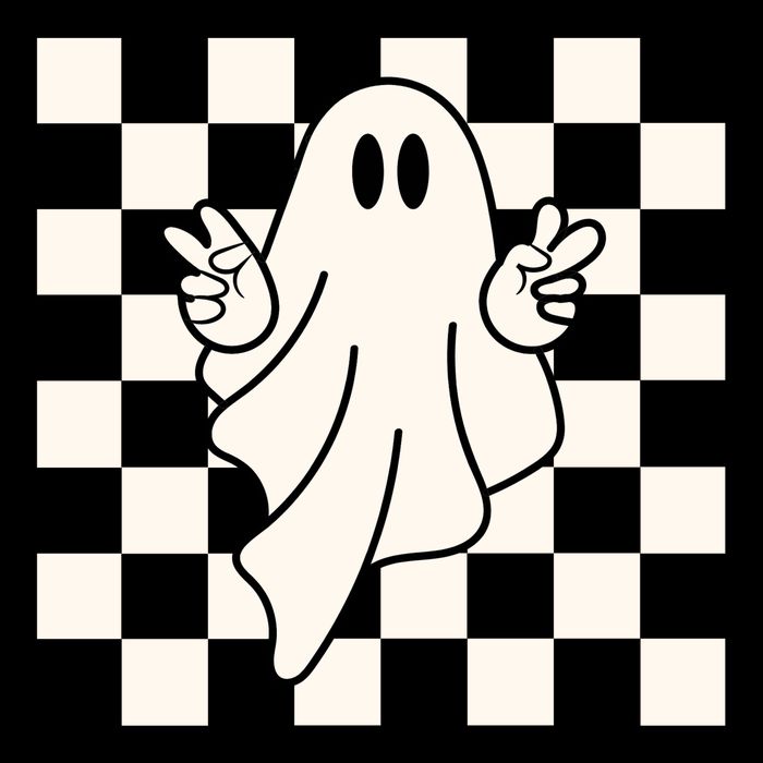 Cute Retro Ghost Peace Sign Halloween Button