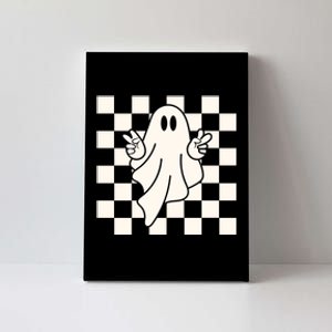 Cute Retro Ghost Peace Sign Halloween Canvas