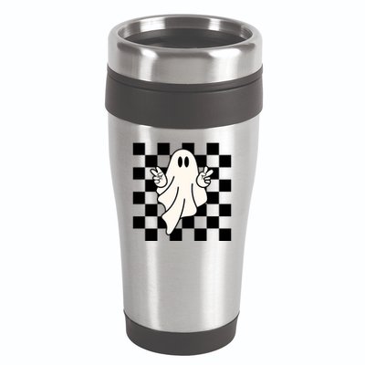 Cute Retro Ghost Peace Sign Halloween 16oz Travel Tumbler