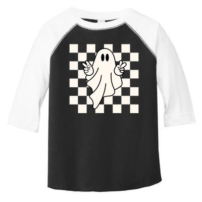 Cute Retro Ghost Peace Sign Halloween Toddler Fine Jersey T-Shirt