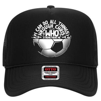 Cute Religious Goalies Best Christian Soccer Gift High Crown Mesh Back Trucker Hat