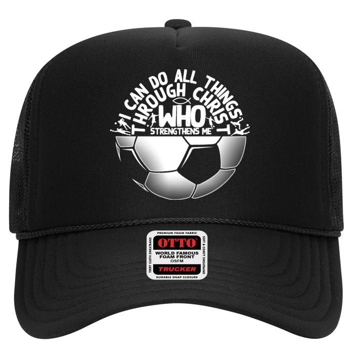 Cute Religious Goalies Best Christian Soccer Gift High Crown Mesh Back Trucker Hat