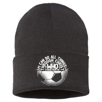 Cute Religious Goalies Best Christian Soccer Gift Sustainable Knit Beanie