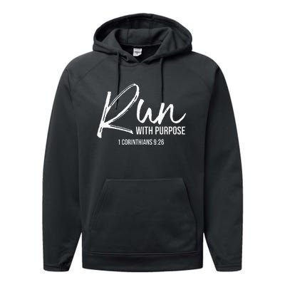 Christian Runner Gift Running Gear Run With Purpose Quote Performance Fleece Hoodie