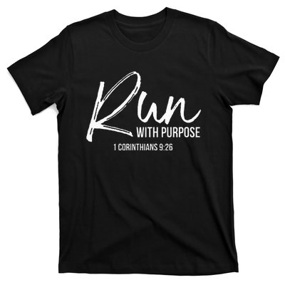 Christian Runner Gift Running Gear Run With Purpose Quote T-Shirt