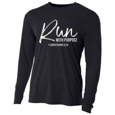 Christian Runner Gift Running Gear Run With Purpose Quote Cooling Performance Long Sleeve Crew