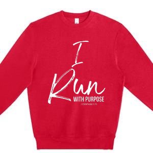 Christian Running Gift For Runners I Run With Purpose Premium Crewneck Sweatshirt