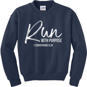 Christian Runner Gift Running Gear Run With Purpose Quote Kids Sweatshirt