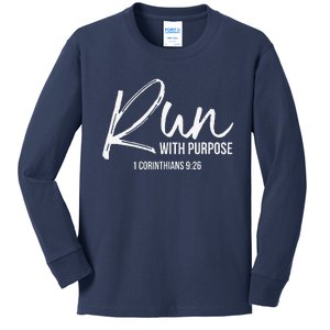 Christian Runner Gift Running Gear Run With Purpose Quote Kids Long Sleeve Shirt