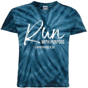 Christian Runner Gift Running Gear Run With Purpose Quote Kids Tie-Dye T-Shirt