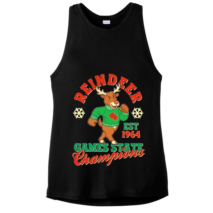 Christmas Reindeer Games State Champions Est 1964 Ladies PosiCharge Tri-Blend Wicking Tank