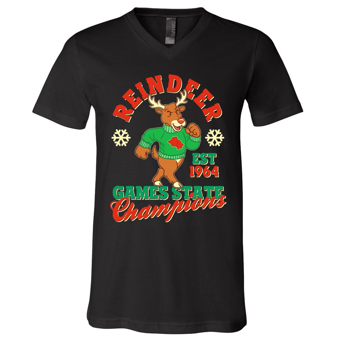 Christmas Reindeer Games State Champions Est 1964 V-Neck T-Shirt
