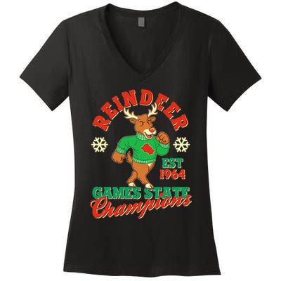 Christmas Reindeer Games State Champions Est 1964 Women's V-Neck T-Shirt