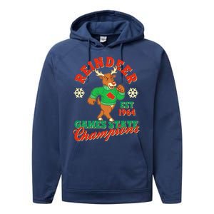 Christmas Reindeer Games State Champions Est 1964 Performance Fleece Hoodie