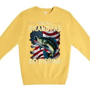 Cute Real Grandpas Go Fishing Largemouth Bass Premium Crewneck Sweatshirt