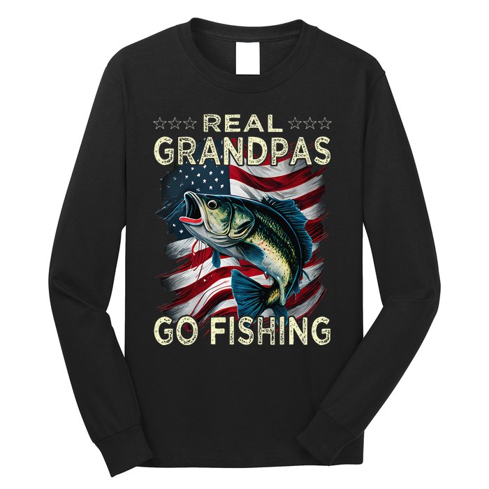 Cute Real Grandpas Go Fishing Largemouth Bass Long Sleeve Shirt